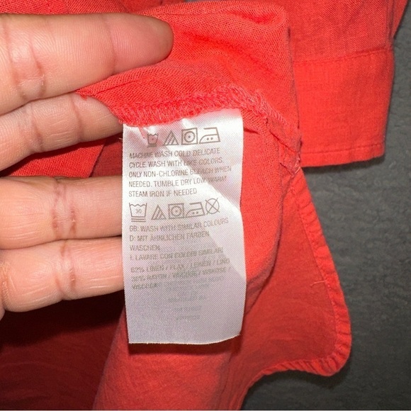 Encore by Idina Menzel Dress Womens Large Petite Coral Regular Relaxed Linen - Picture 8 of 12